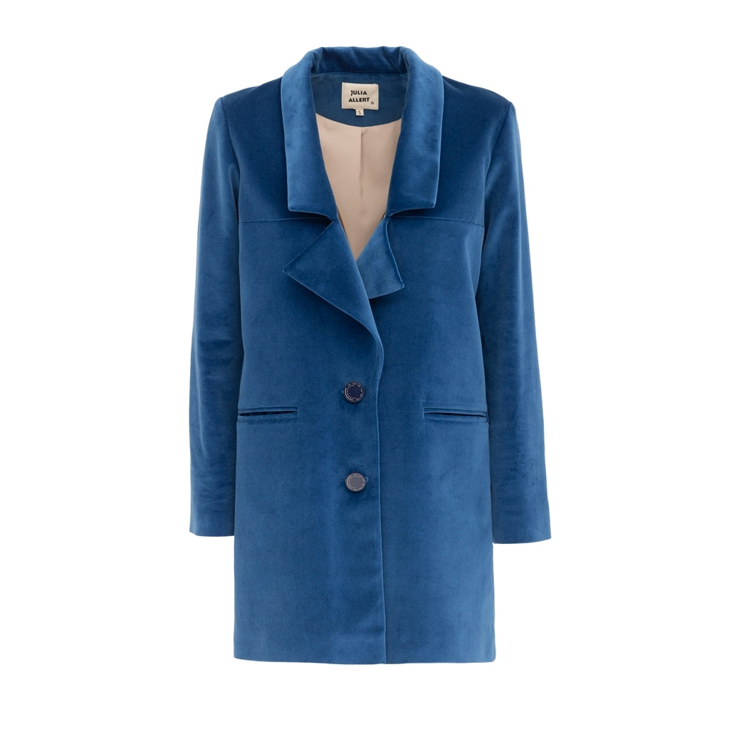 JULIA ALLERT - Oversized Single-Breasted Velvet Blazer | Blue, buy at DOORS NYC