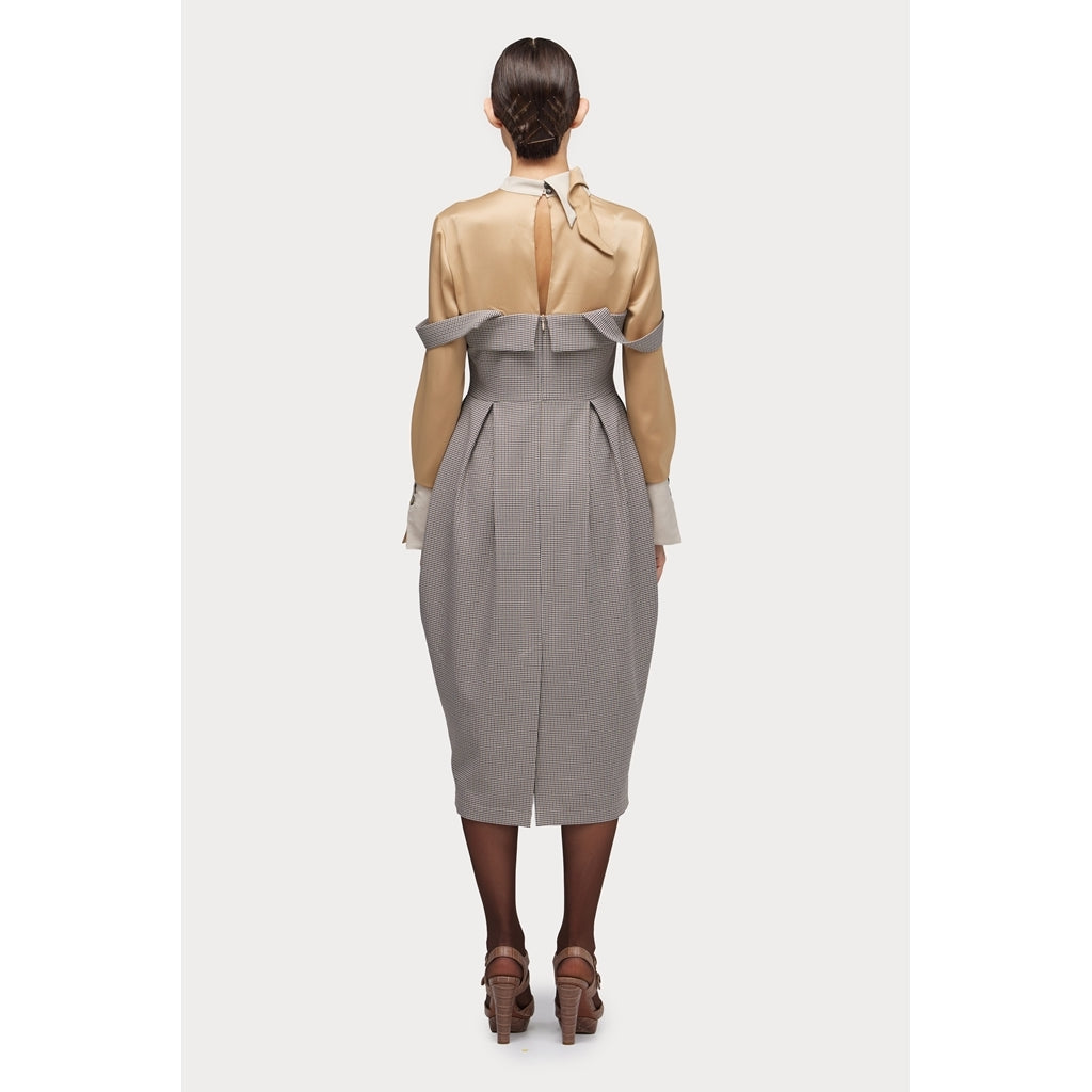 JULIA ALLERT - Pinafore Dress with Straps And Blouse Insert | Beige, buy at DOORS NYC
