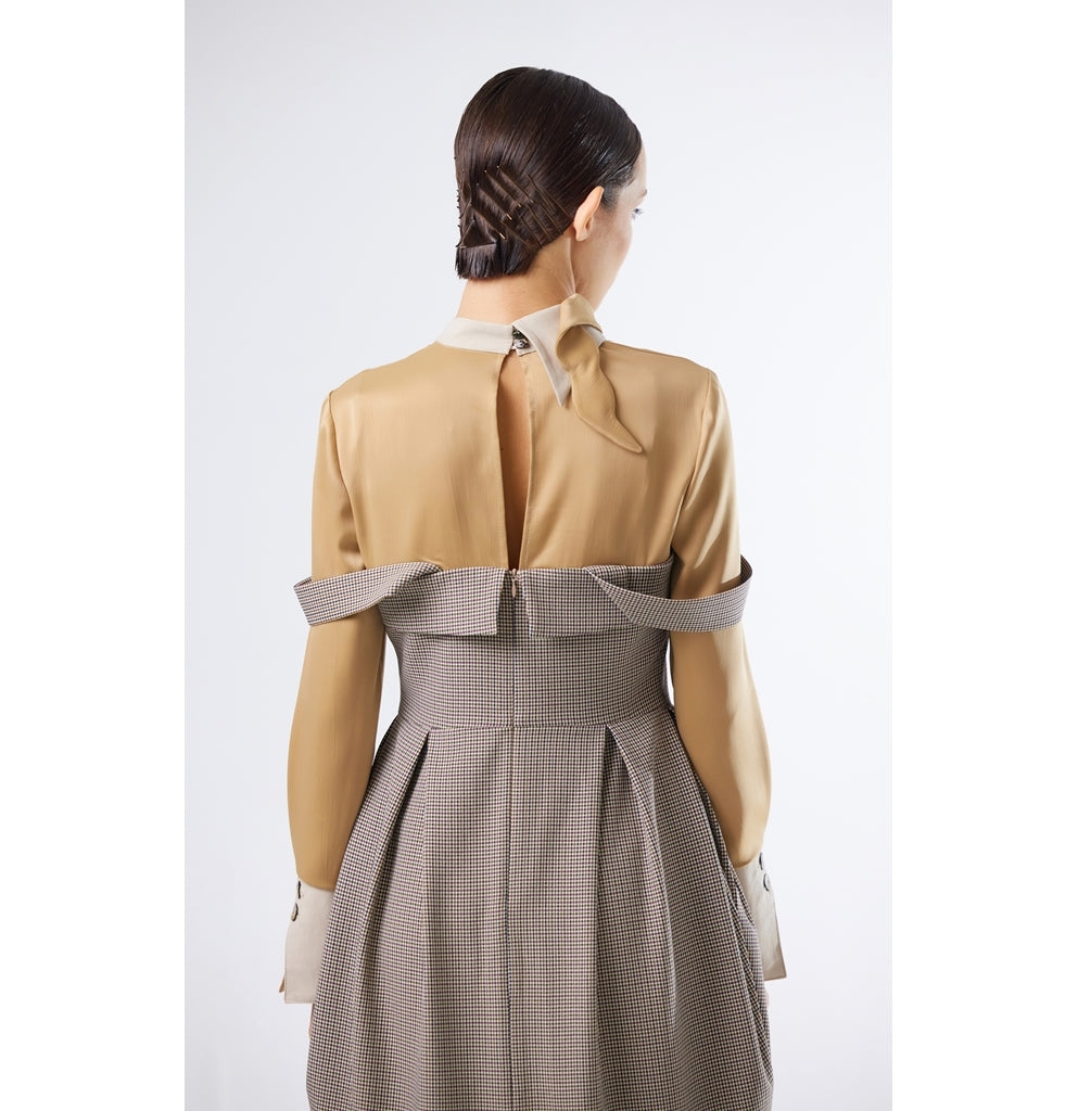 JULIA ALLERT - Pinafore Dress with Straps And Blouse Insert | Beige, buy at DOORS NYC