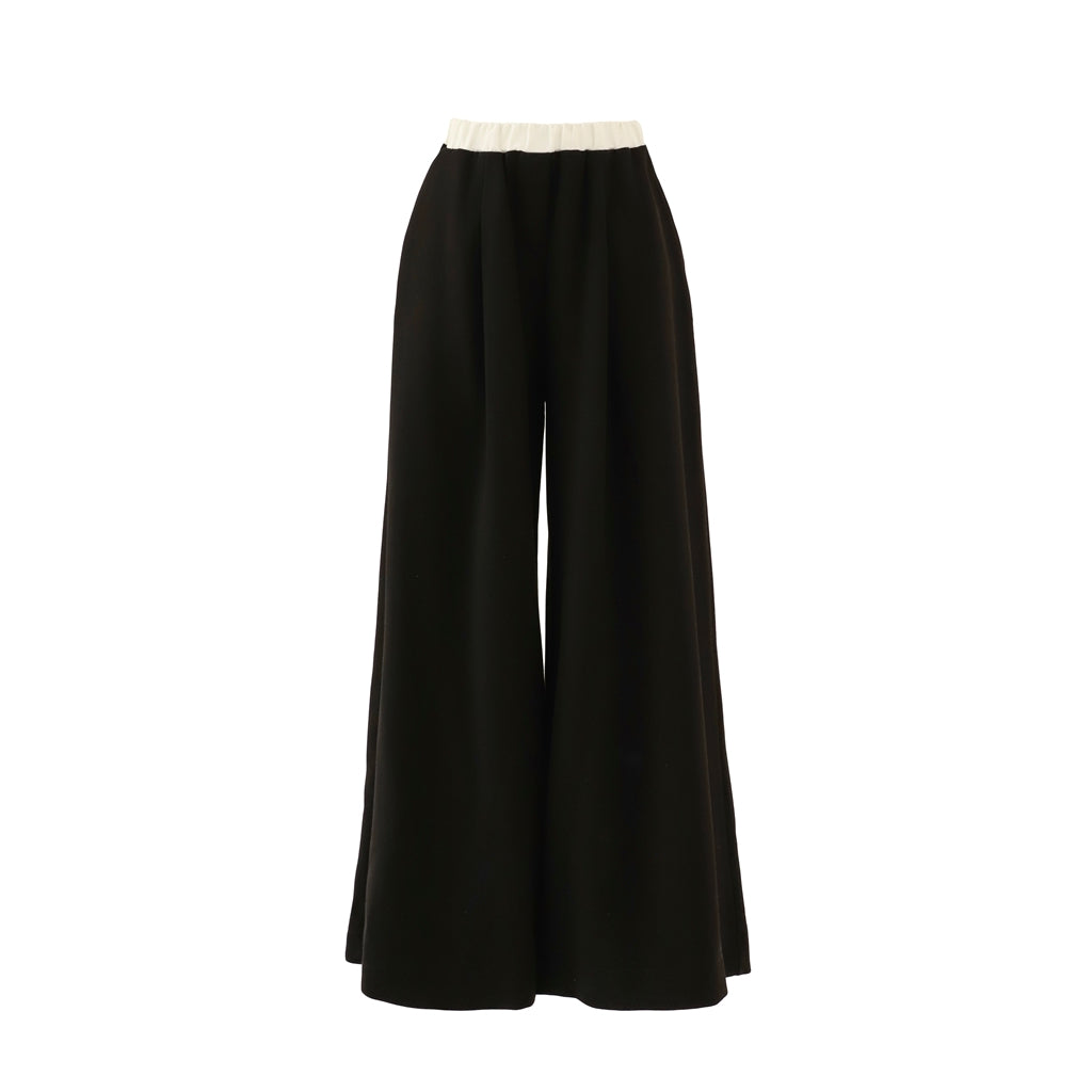 JULIA ALLERT -Wide-Leg Black Trousers With Contrasting Waistband, buy at DOORS NYC