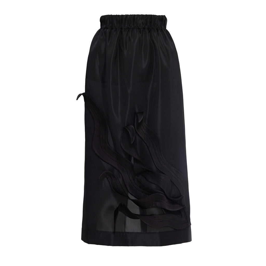 JULIA ALLERT - Organza Midi Skirt With Elastic Waistband | Black, buy at DOORS NYC