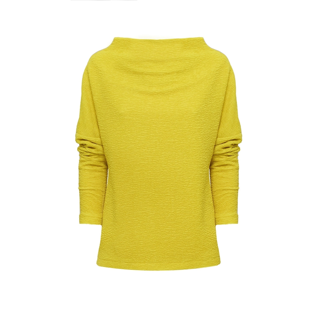 Crinkled Boat Neck Sweater | Yellow