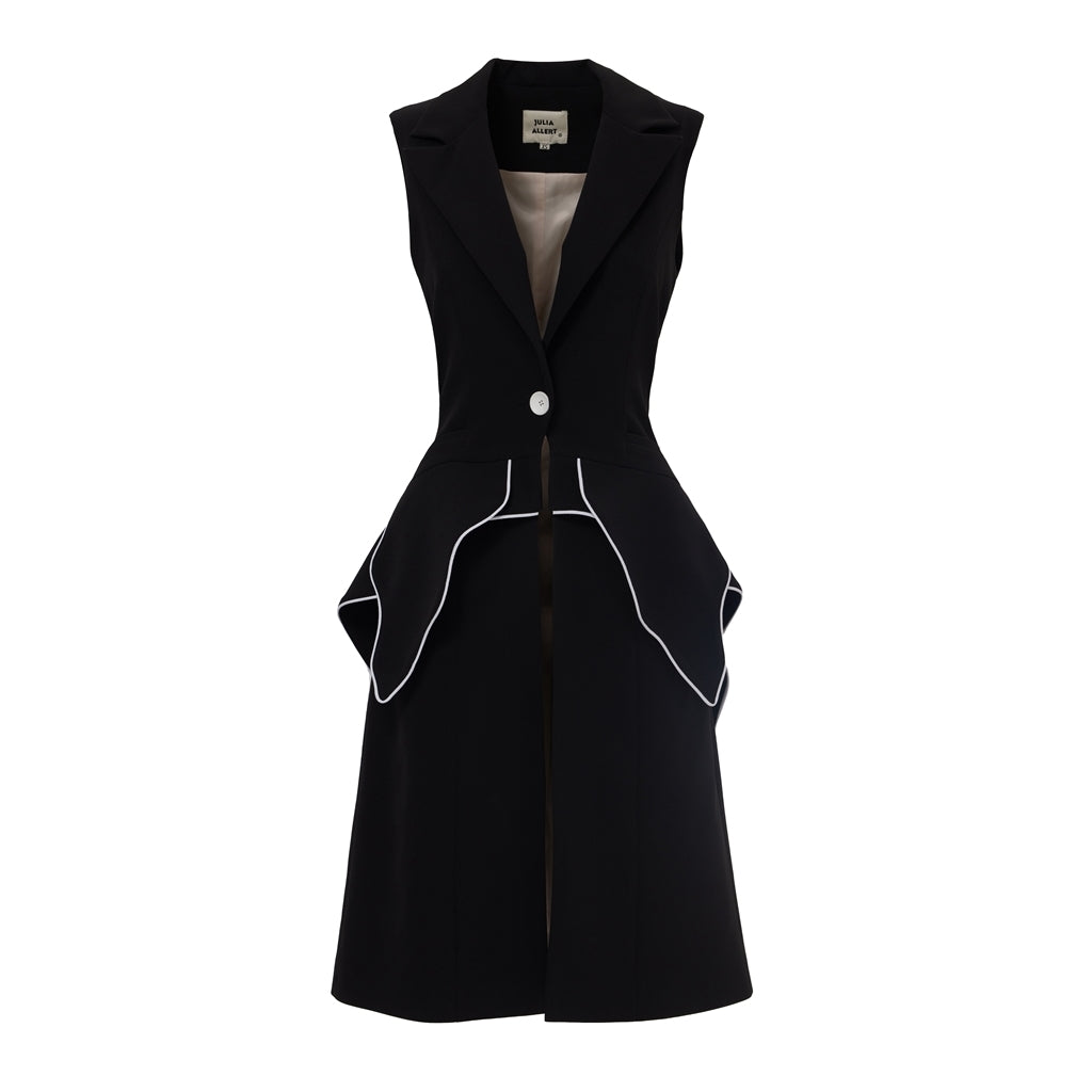 JULIA ALLERT - Modern Elegant Deep V-Neck Vest With Peplum Detail | Black, buy at DOORS NYC