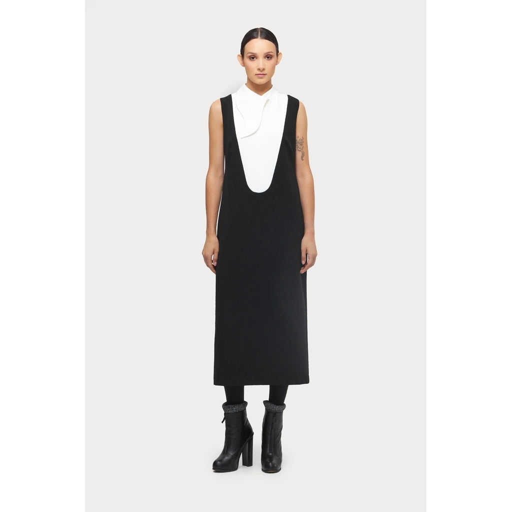 JULIA ALLERT - Chic Midi Dress With Unique Collar, buy at DOORS NYC