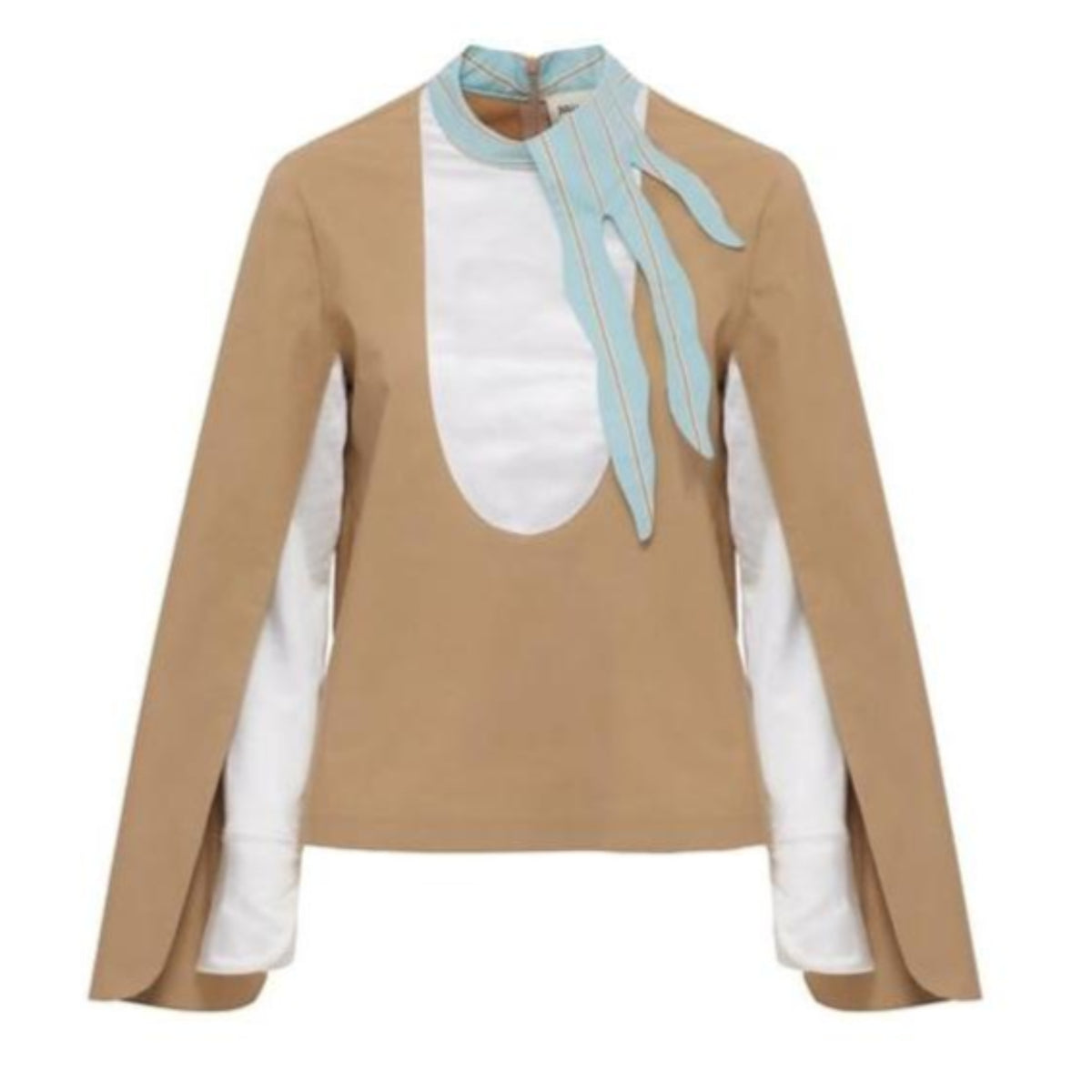 JULIA ALLERT - Designer Blouse With Contrast Sleeves | Beige, buy at DOORS NYC
