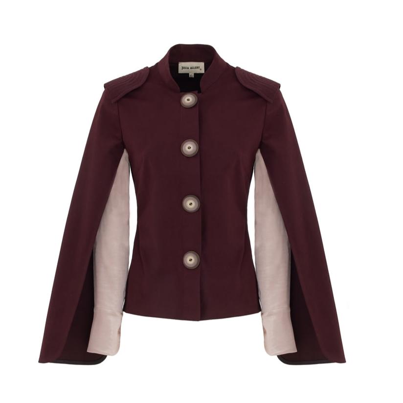 JULIA ALLERT - Tailored Structured Cape Blazer | Burgundy, buy at DOORS NYC