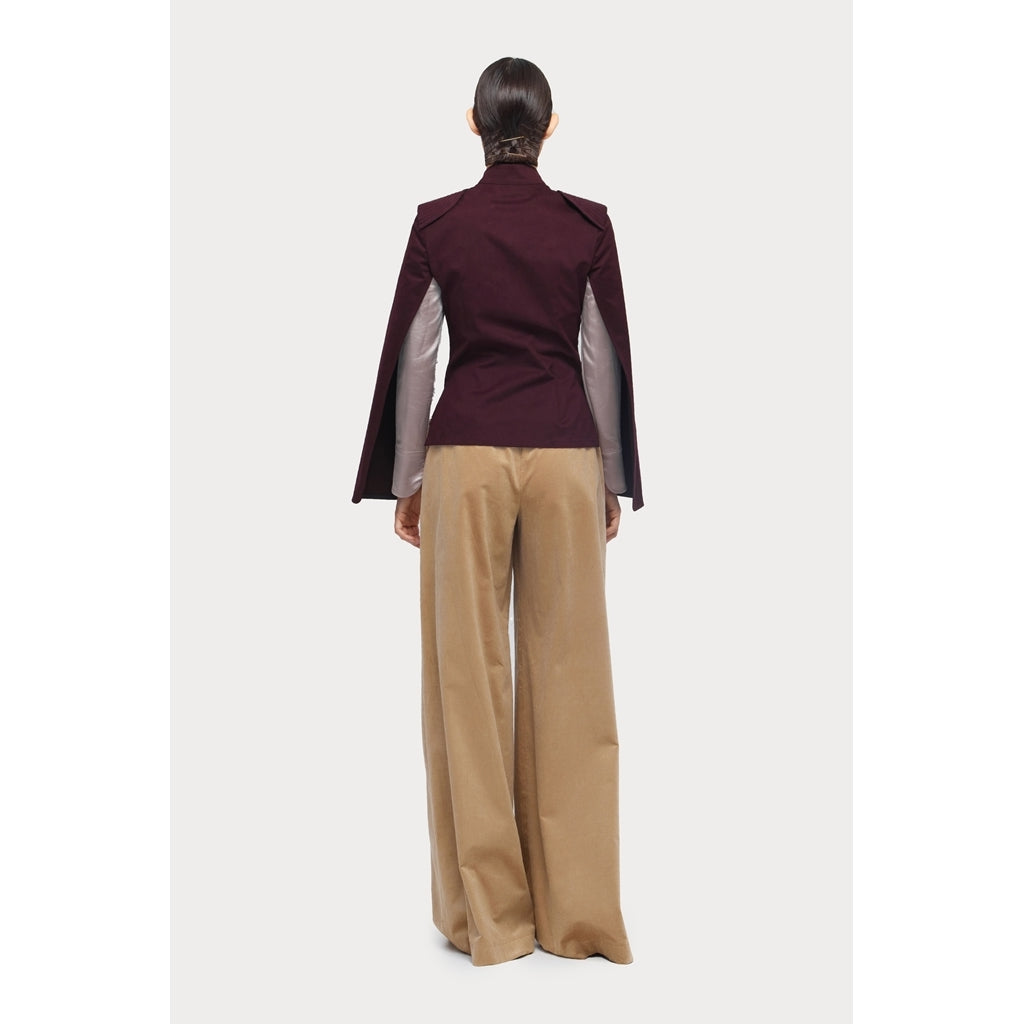 JULIA ALLERT - Tailored Structured Cape Blazer | Burgundy, buy at DOORS NYC