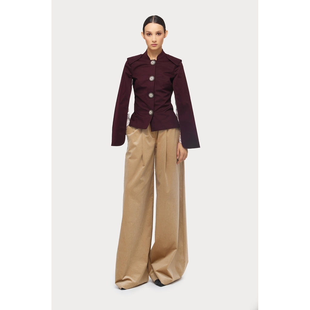 JULIA ALLERT - Tailored Structured Cape Blazer | Burgundy, buy at DOORS NYC
