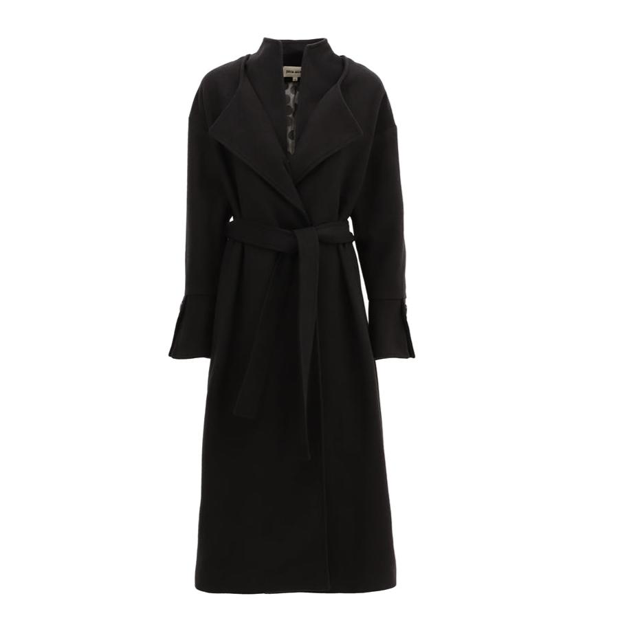 JULIA ALLERT - Ankle Length Belted Double Collar Coat | Black, buy at DOORS NYC