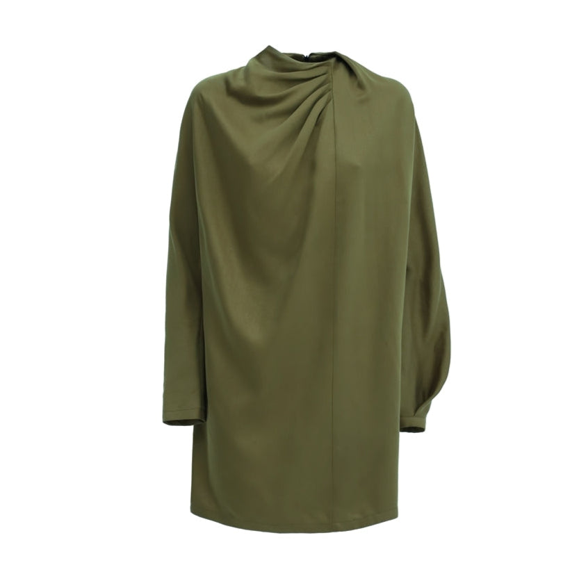 JULIA ALLERT - Satin Loose-Fit Mini Dress | Olive, buy at DOORS NYC