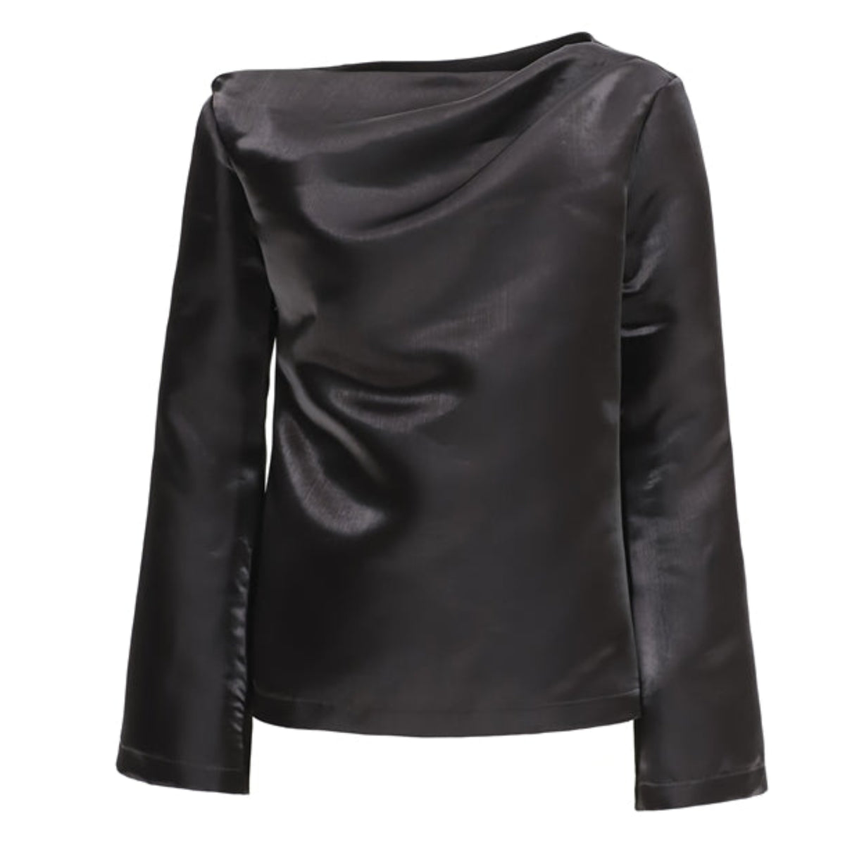 Boat Neck Blouse With Sheen | Black
