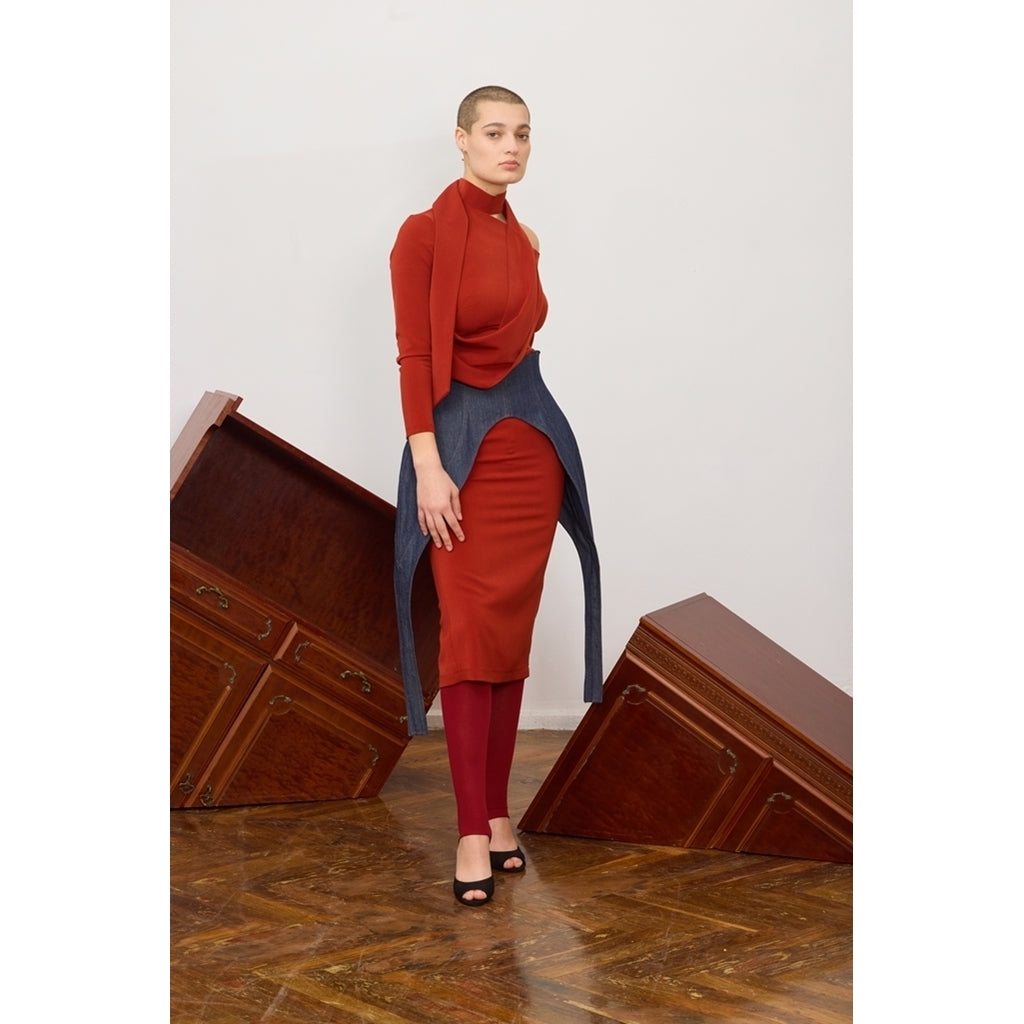 Open Shoulder Midi Dress | Terracotta