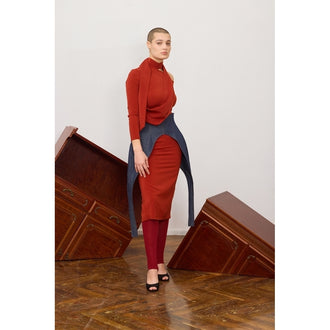 Open Shoulder Midi Dress | Terracotta