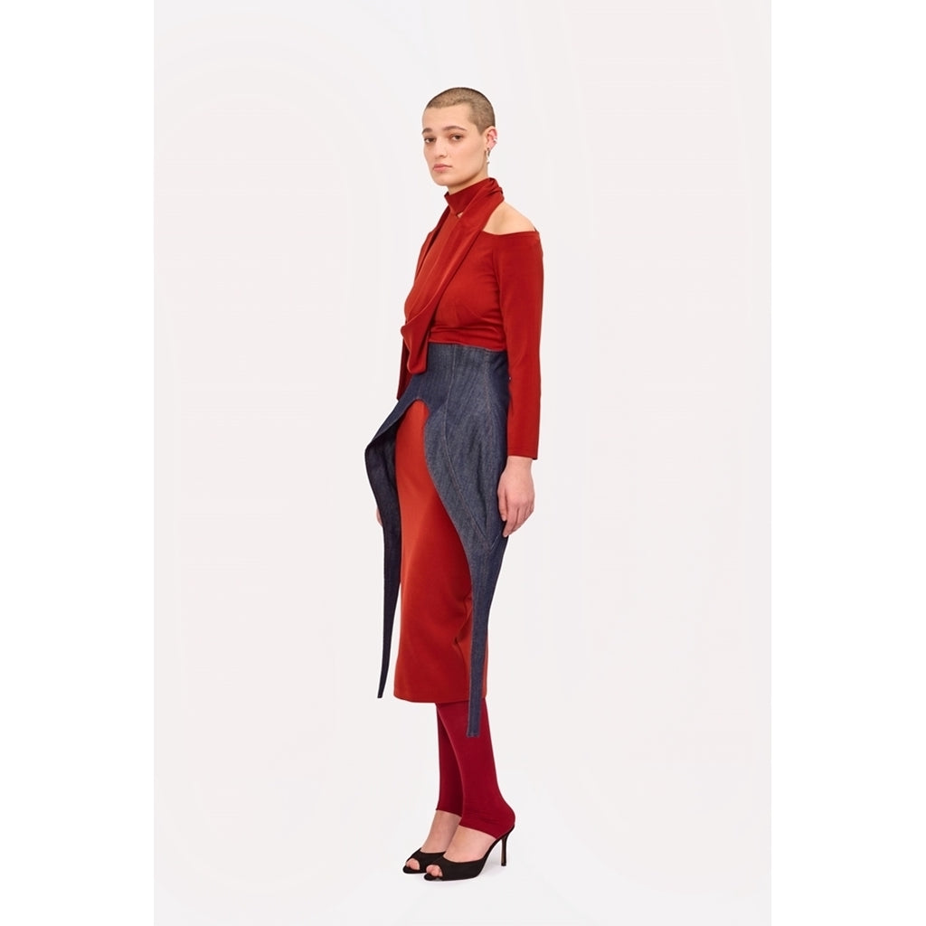 Open Shoulder Midi Dress | Terracotta