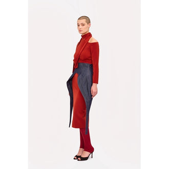 Open Shoulder Midi Dress | Terracotta