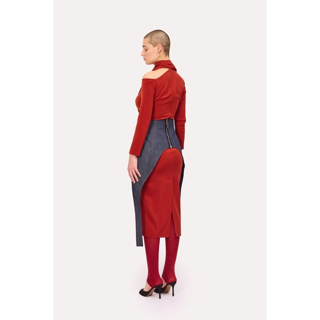 Open Shoulder Midi Dress | Terracotta