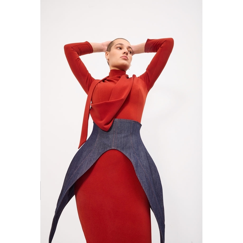 Open Shoulder Midi Dress | Terracotta