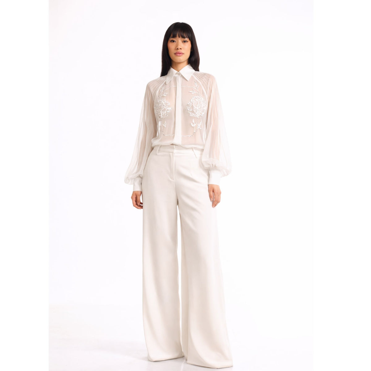 Flared Trousers | White