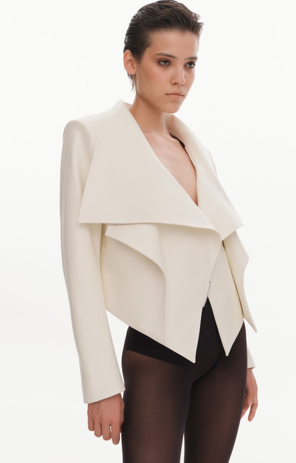 KRIS MARAN - Leather Jacket | Ecru buy at DOORS NYC