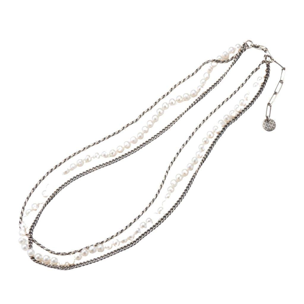 MASANA - Layered Silver and Pearl Necklace, buy at DOORS NYC