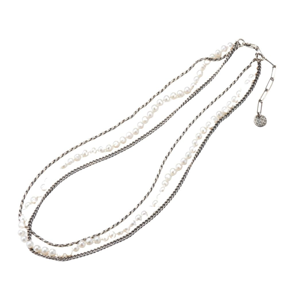 Layered Silver and Pearl Necklace