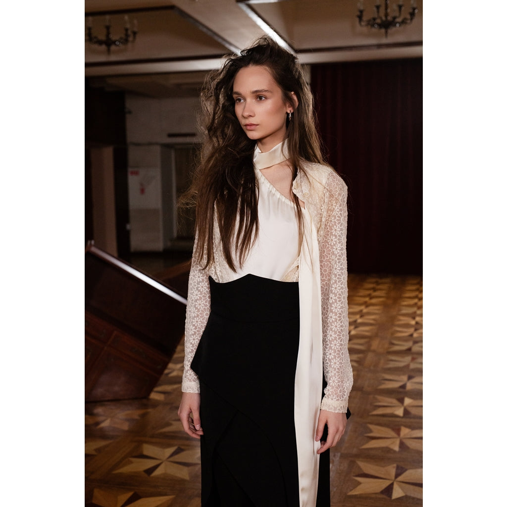 JULIA ALLERT - Asymmetric Draped Skirt | Black, buy at DOORS NYC