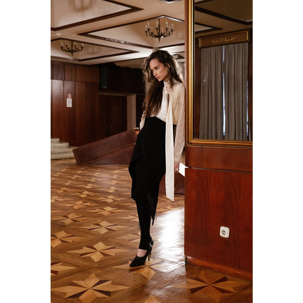 JULIA ALLERT - Asymmetric Draped Skirt | Black, buy at DOORS NYC