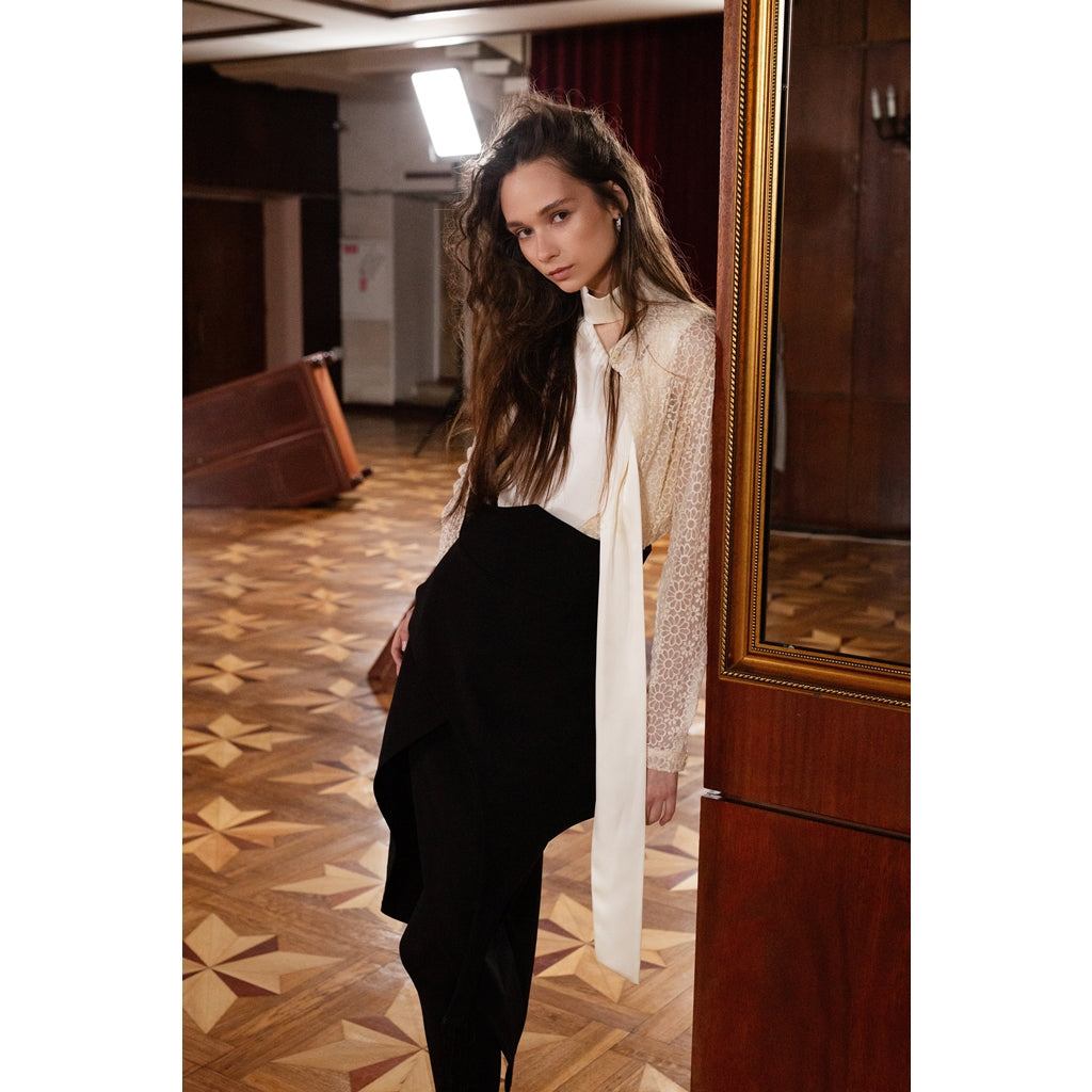 Asymmetric Draped Skirt | Black