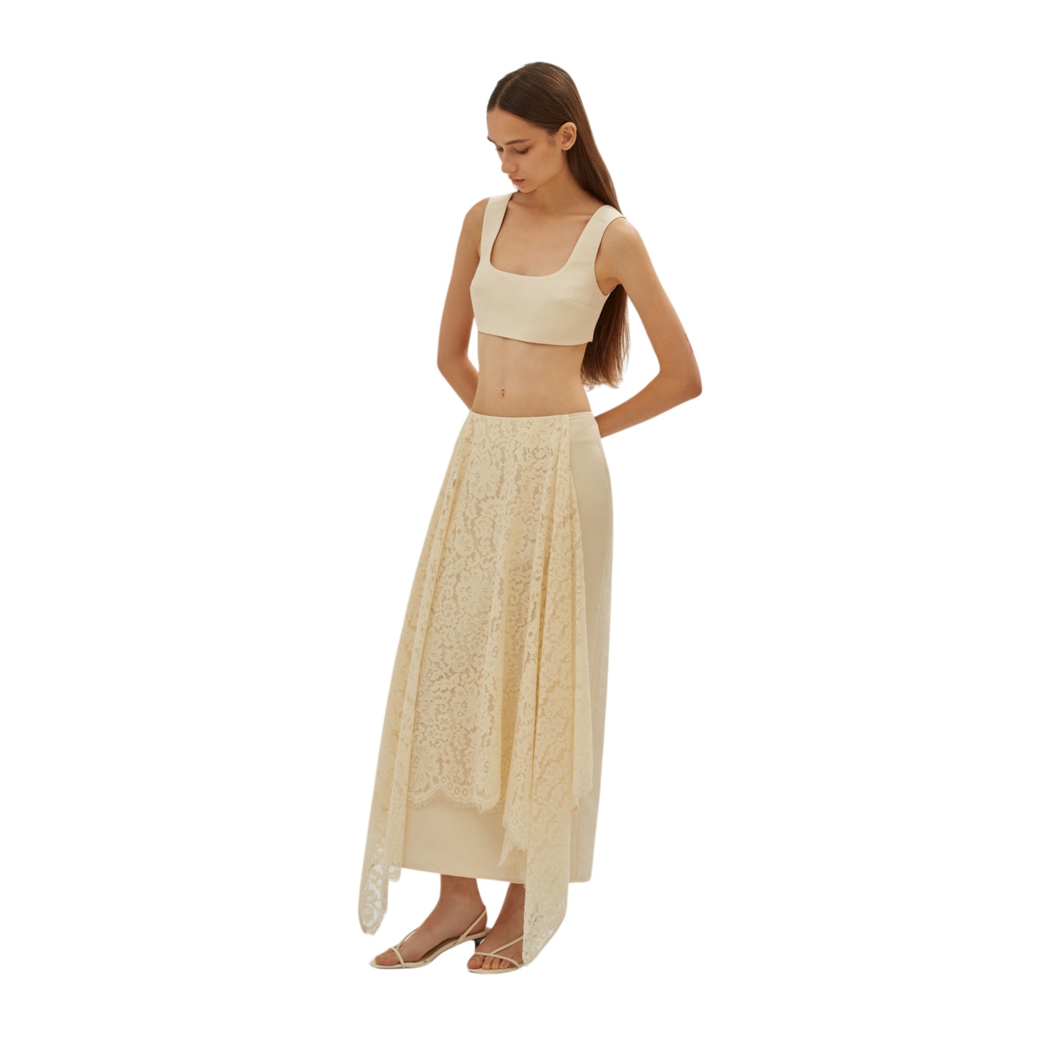 Ivory Lace Midi Skirt