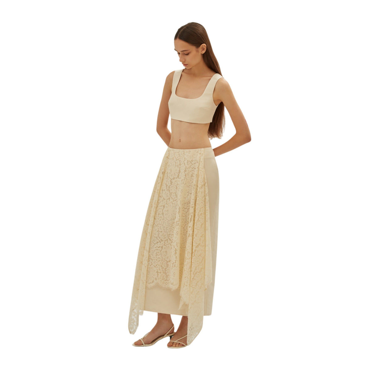 Ivory Lace Midi Skirt