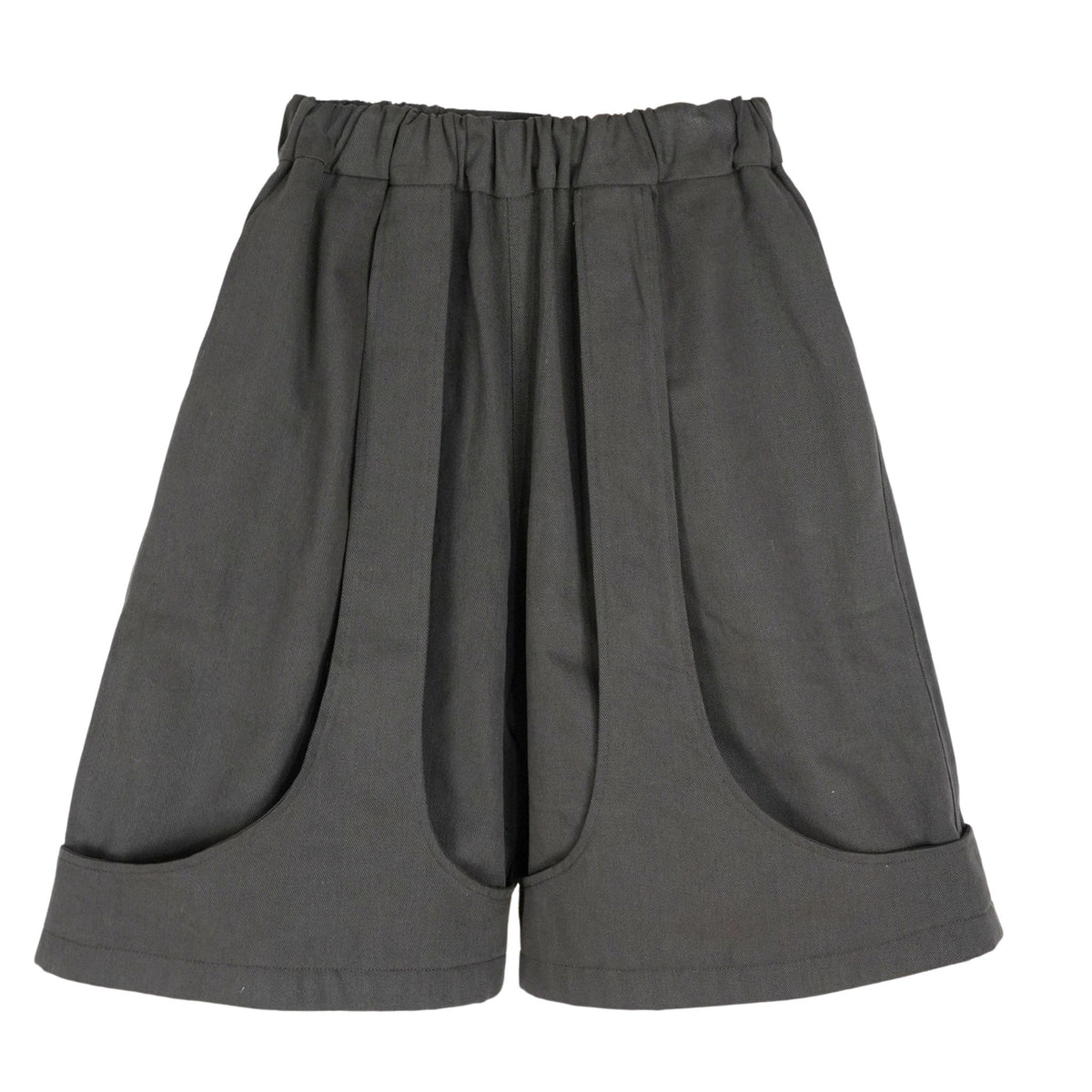 CLARA SON - Oversized Shorts with Bibs Detail | Espresso  , buy at DOORS NYC