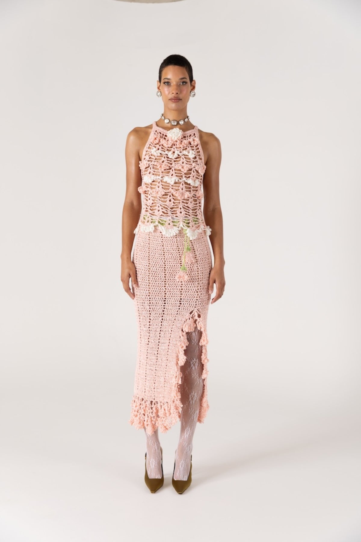 ANDREEVA - Chrysanthemum Handmade Crochet Top | Pink