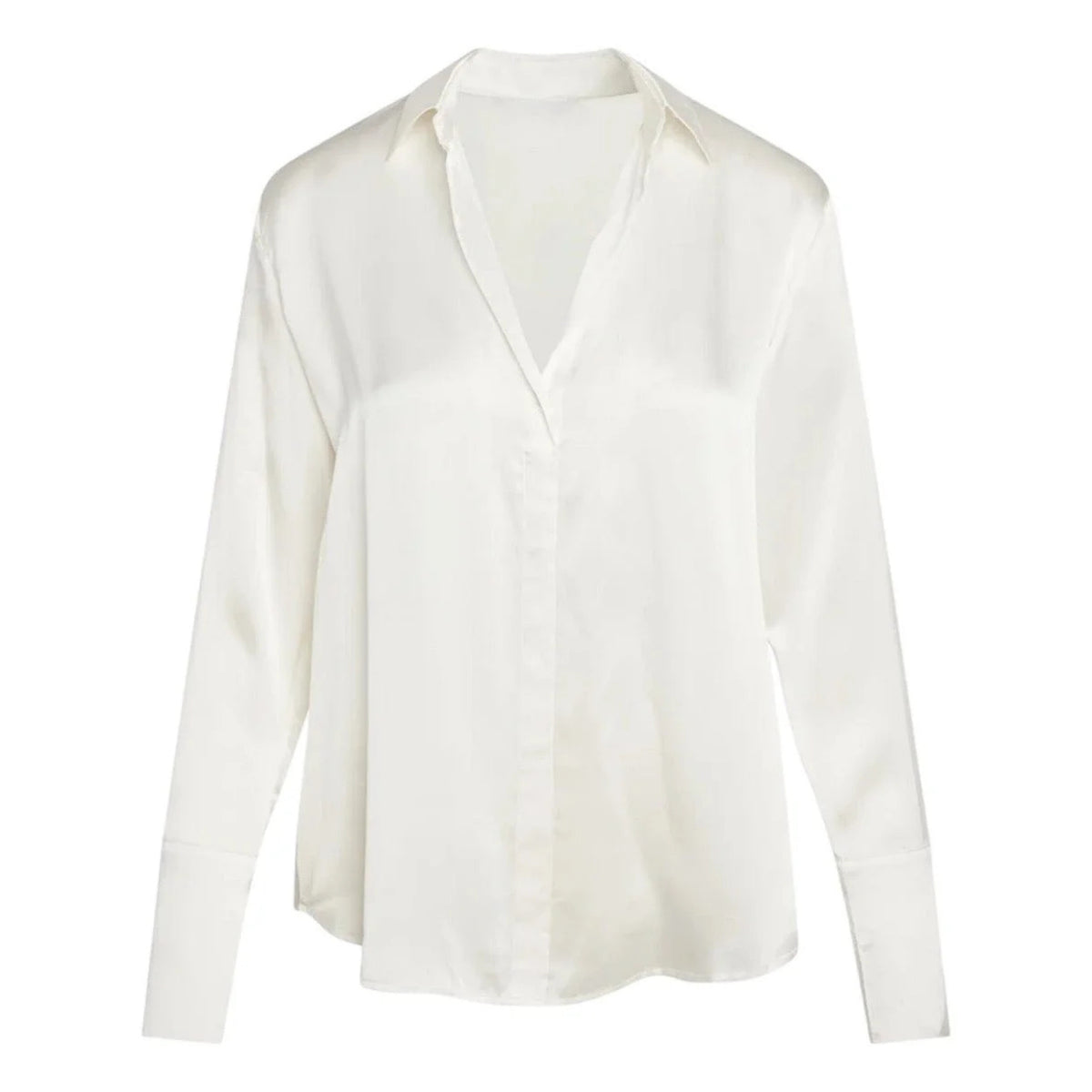 Ivory Silk Pullover Shirt with French Cuffs