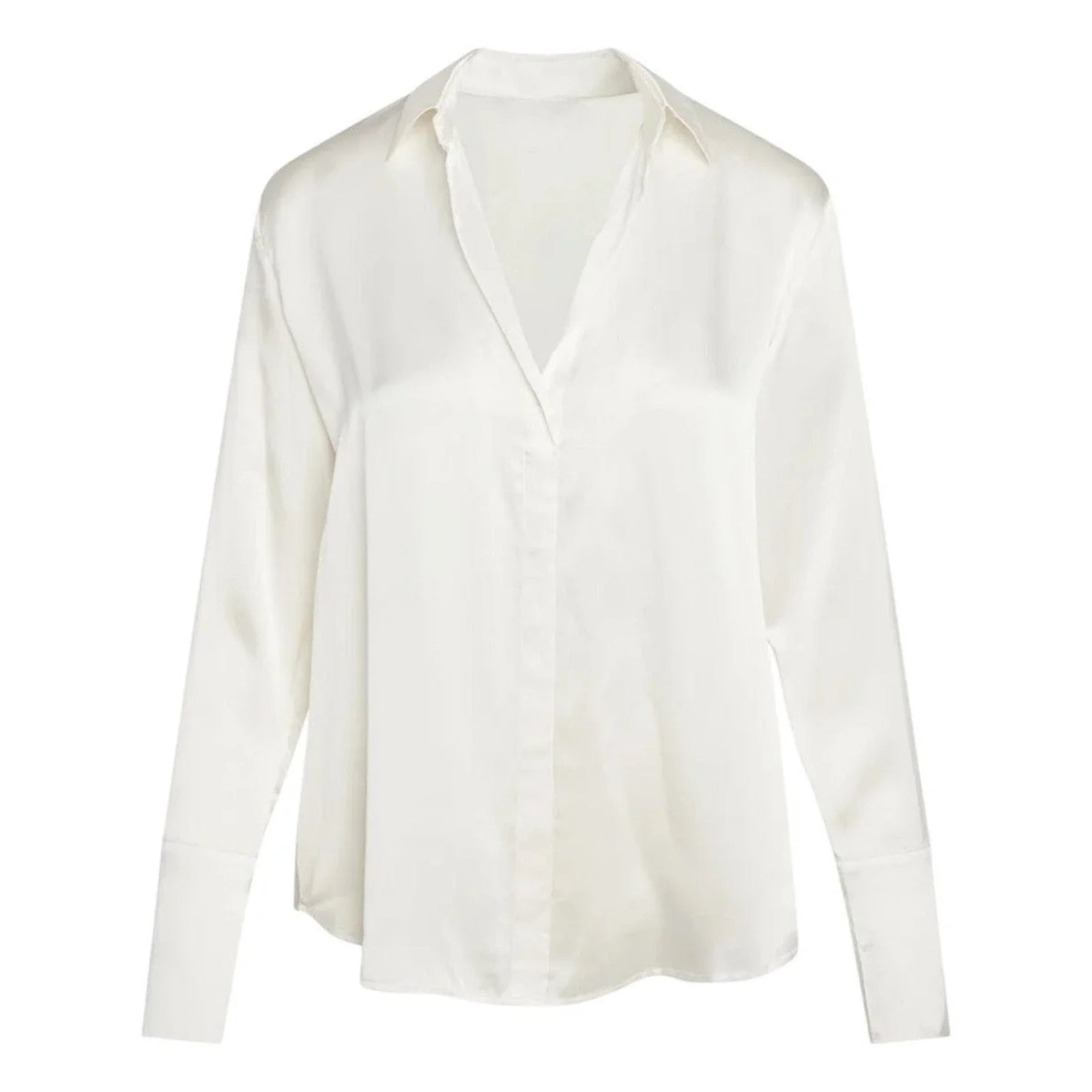 Ivory Silk Pullover Shirt with French Cuffs