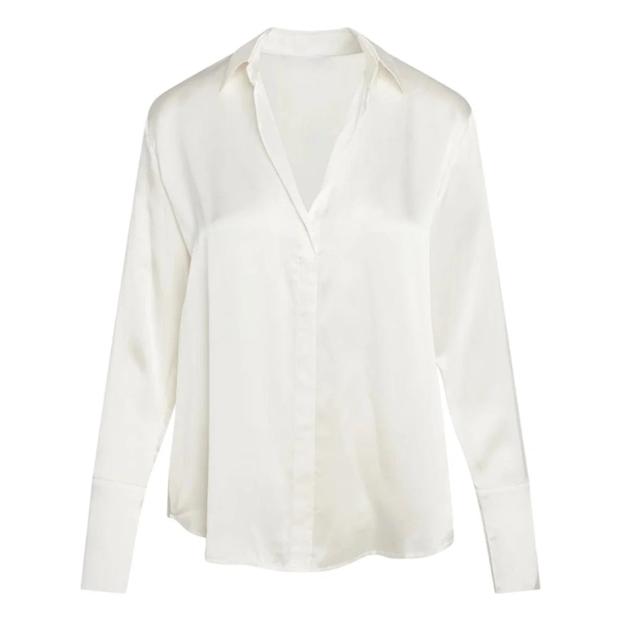Ivory Silk Pullover Shirt with French Cuffs