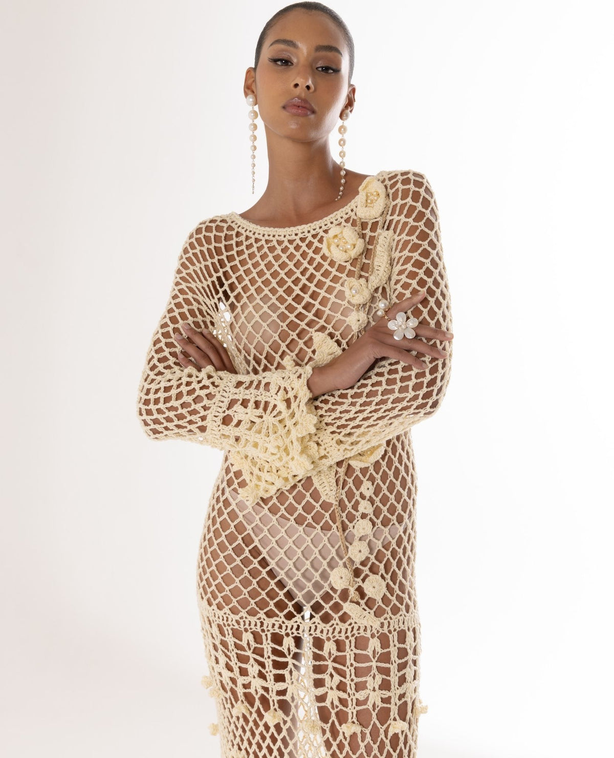 ANDREEVA - Butter Yellow Vanilla Handmade Crochet Dress, buy at DOORS NYC