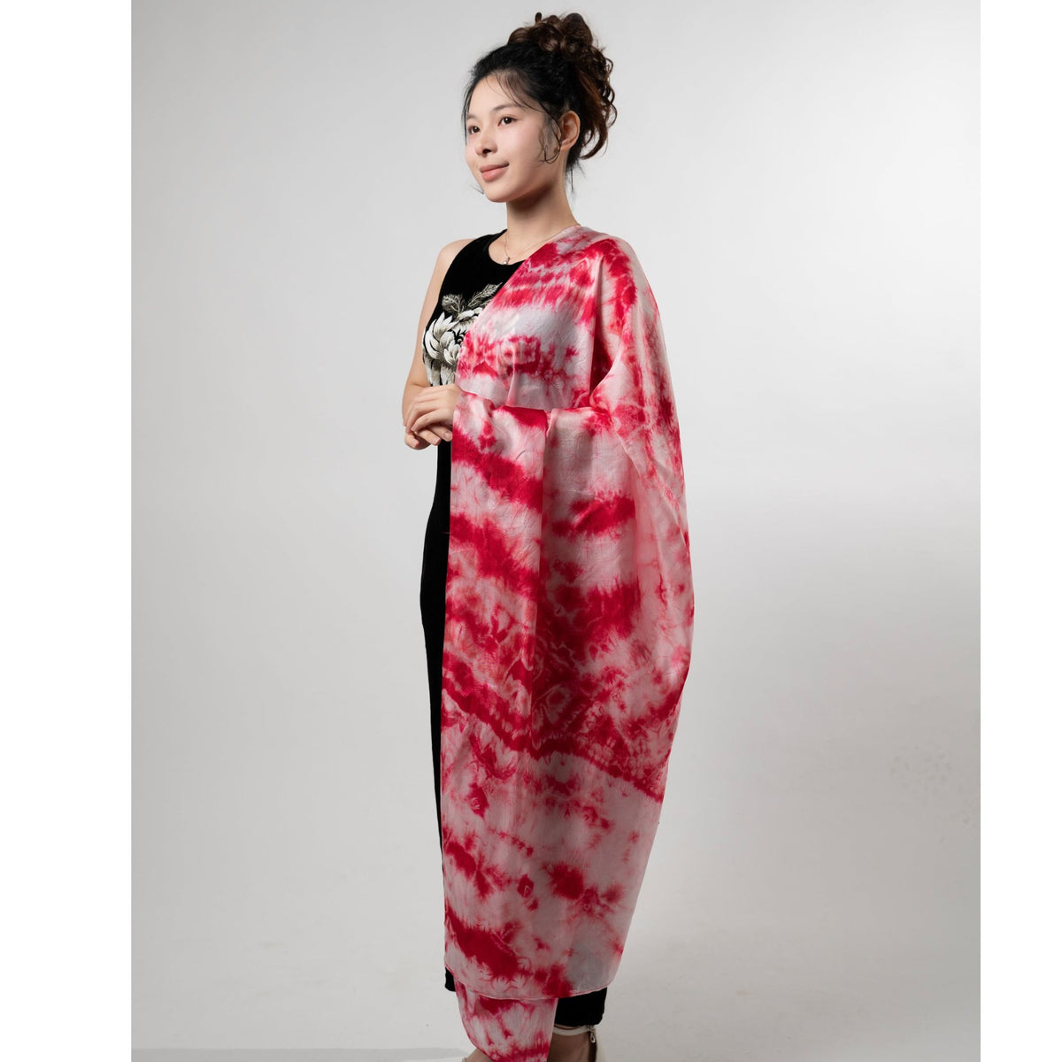 Crimson Shibori Scarf | PR Sample