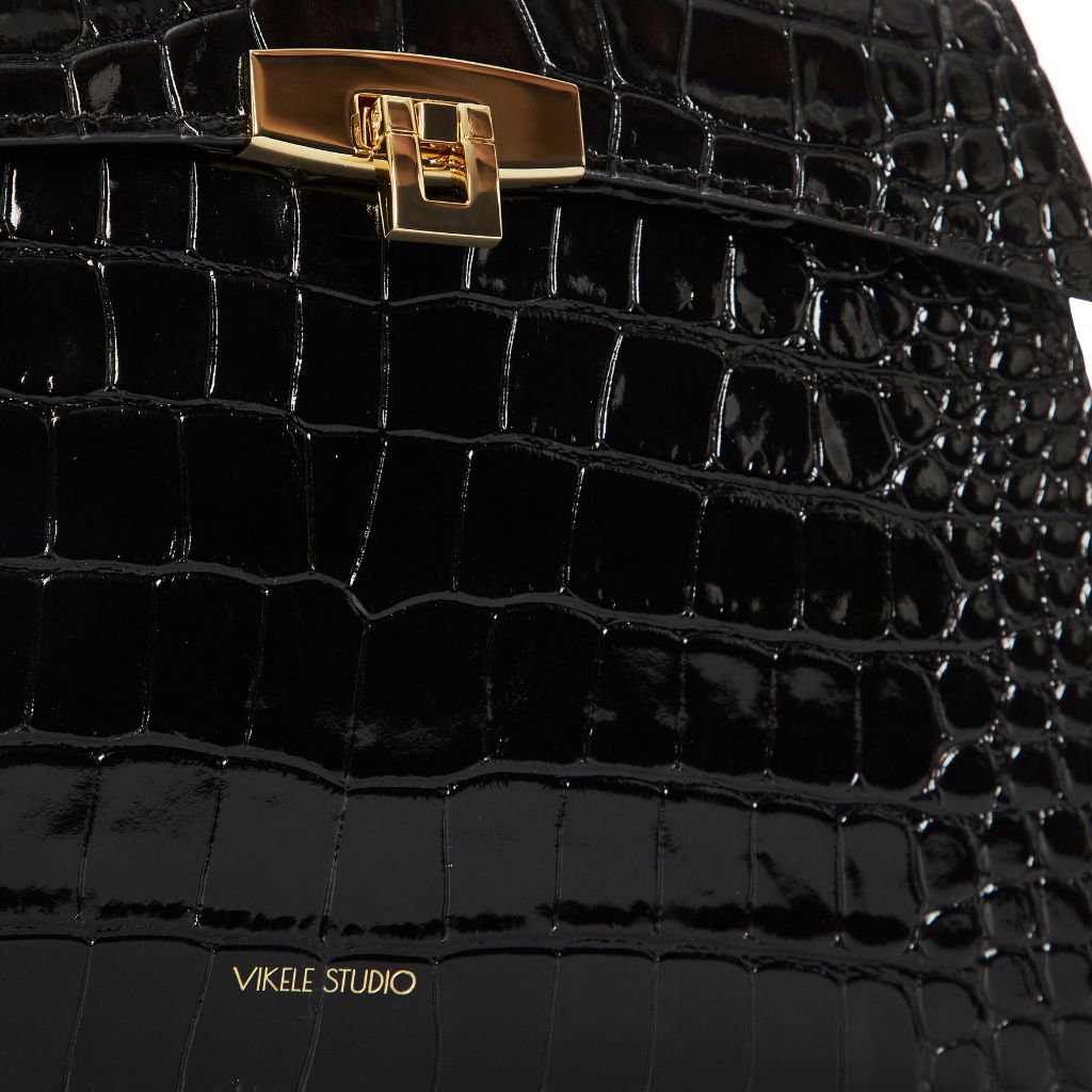 VIKELE STUDIO - Stephanie Croco Bag | Black, buy at DOORS NYC