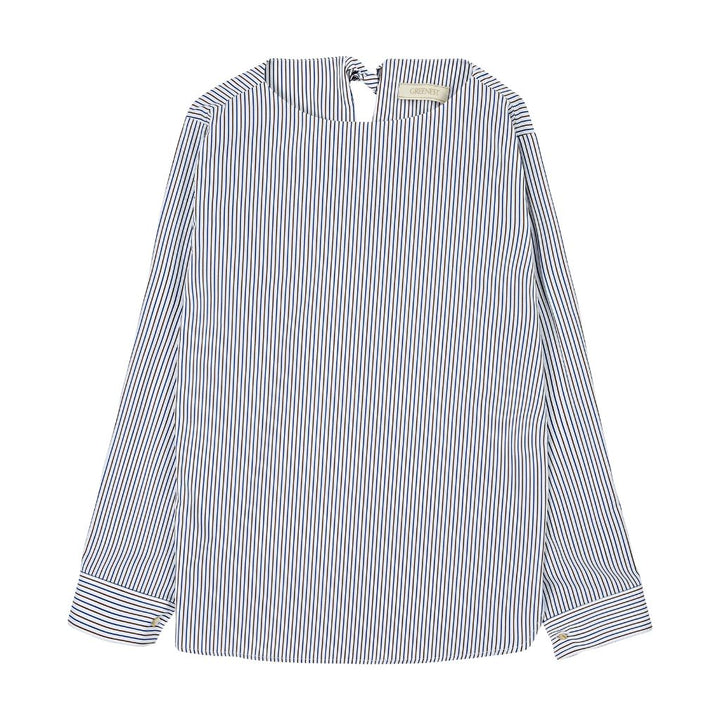 GREENEST - Boat Neck Striped Blouse | Brown, buy at DOORS NYC