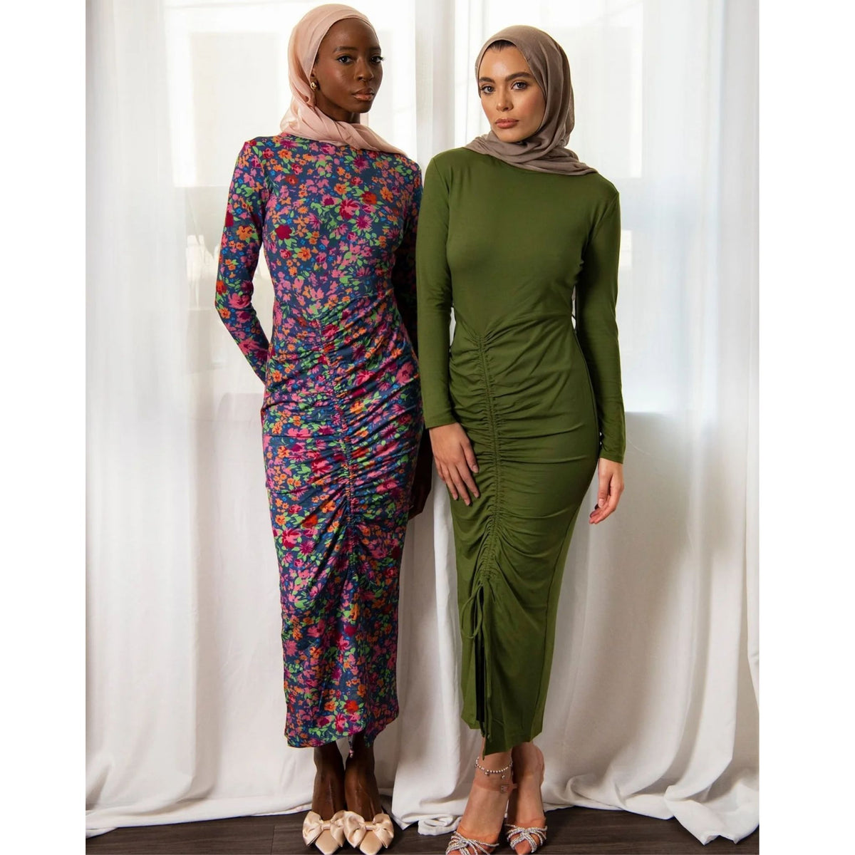 Long Sleeve Maxi Bodycon Dress Green | PR Sample