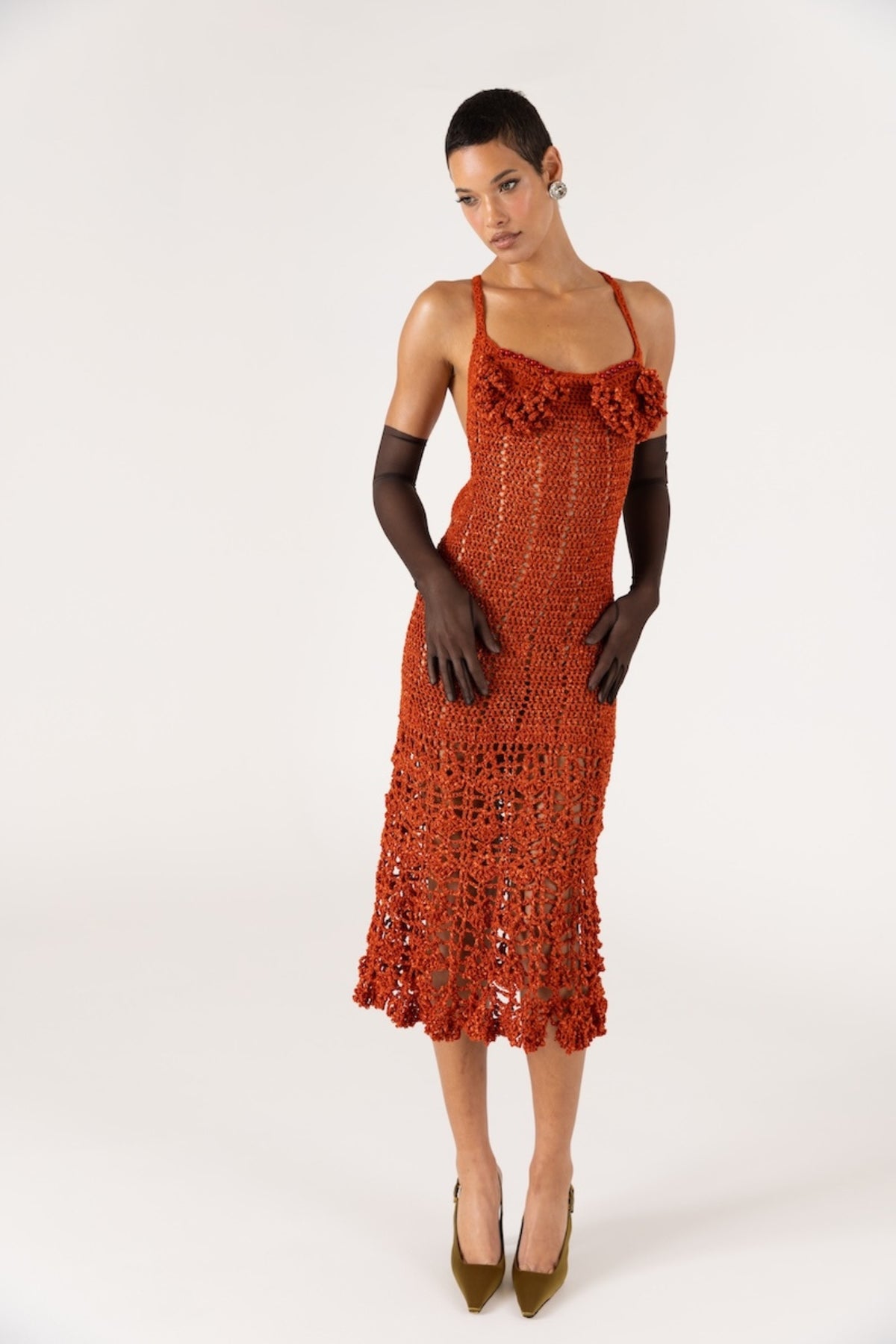 ANDREEVA - Chrysanthemum Terracotta Handmade Crochet Dress