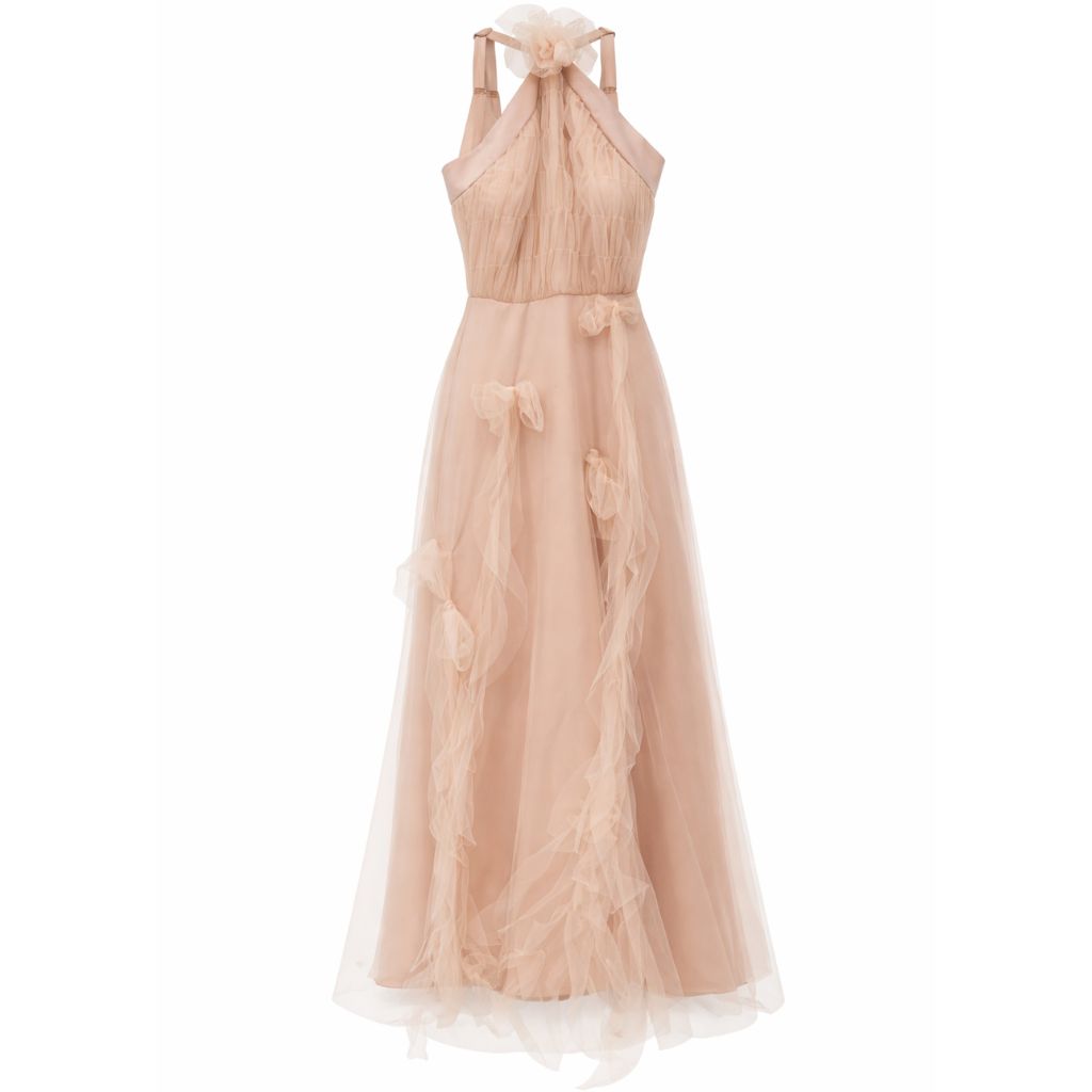Sheer Ruffle Detail Evening Gown | PR Sample