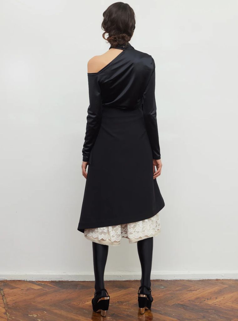 JULIA ALLERT - Layered Skirt With White Lace Detail | Black, buy at DOORS NYC