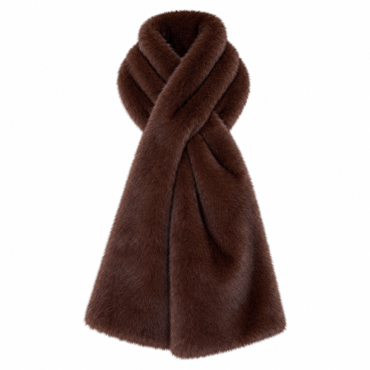 BASSIA brown faux mink fur scarf with split end, women's winter scarf, buy at DOORS NYC