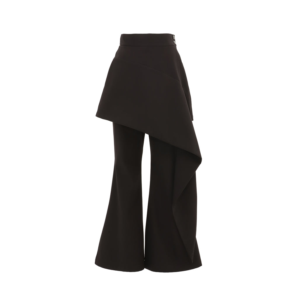 JULIA ALLERT - Asymmetric Overlay Flared Trousers | Black buy at DOORS NYC