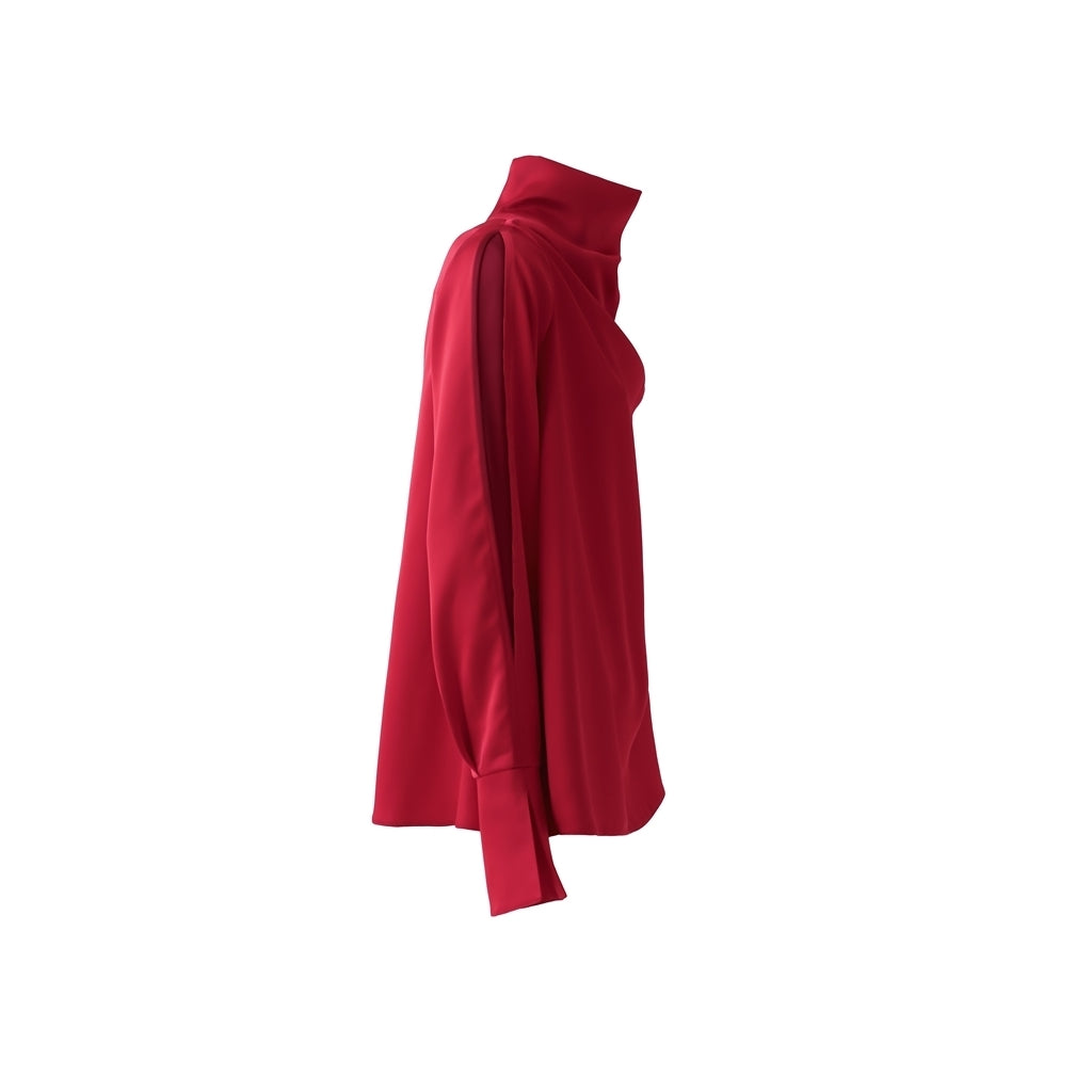 JULIA ALLERT - Satin Longsleeve Blouse | Red, buy at DOORS NYC