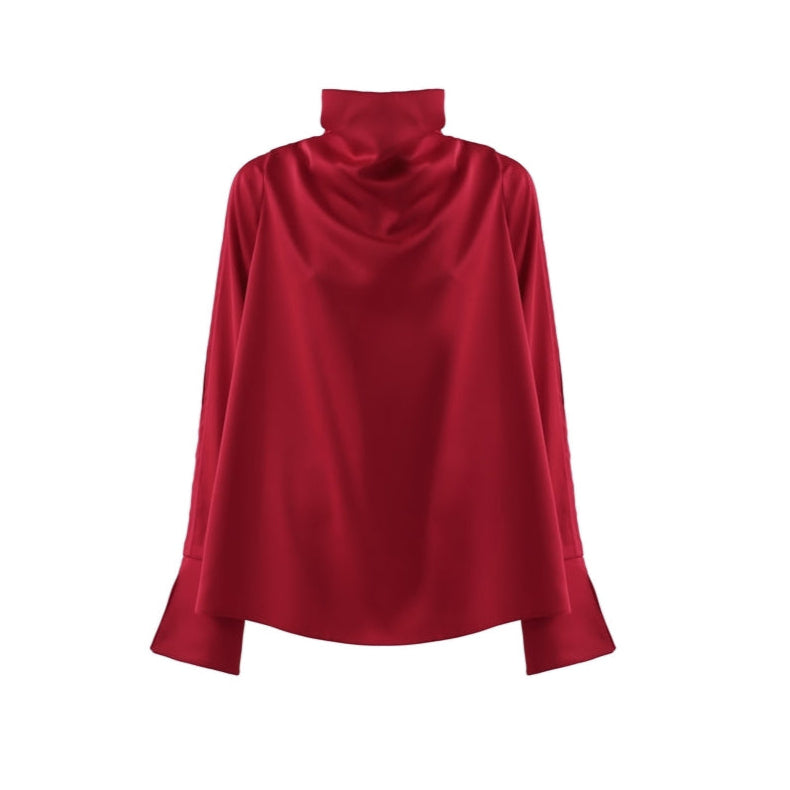 JULIA ALLERT - Satin Longsleeve Blouse | Red, buy at DOORS NYC