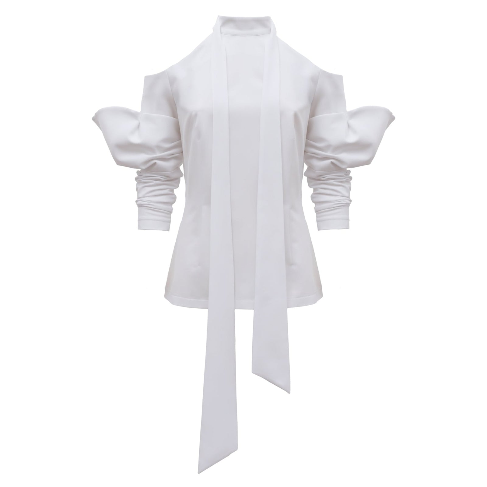 Elegant Summer Off-Shoulder Blouse With Neck Ties | White