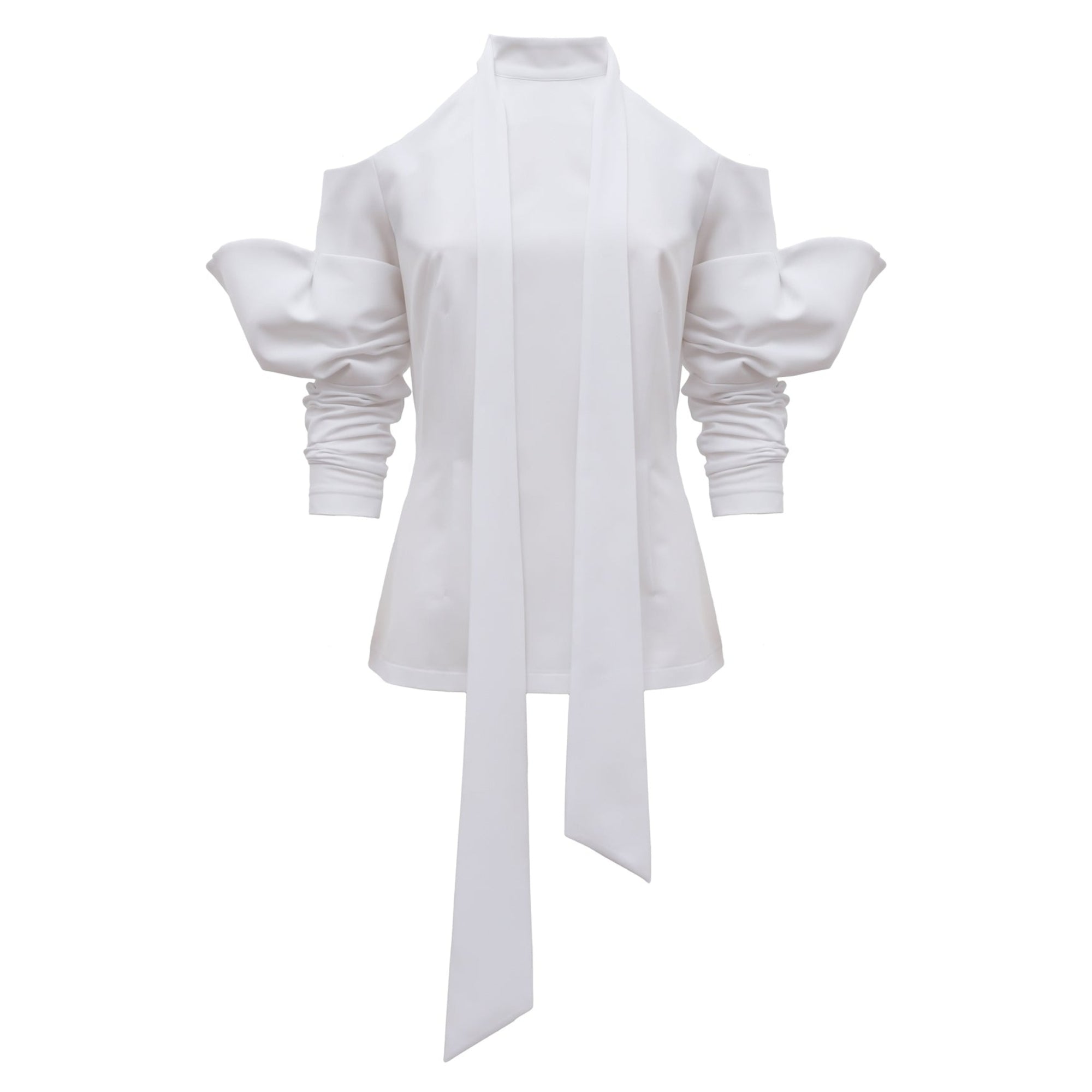Elegant Summer Off-Shoulder Blouse With Neck Ties | White