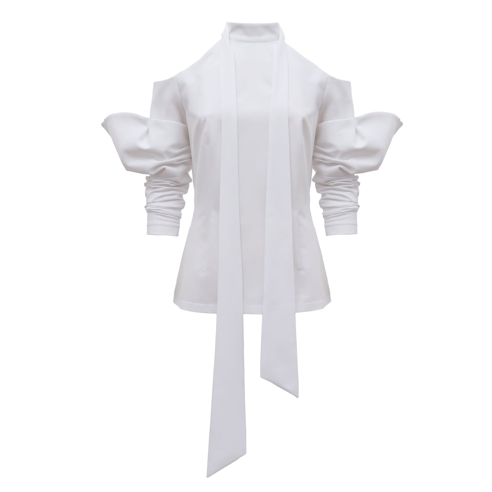 Elegant Summer Off-Shoulder Blouse With Neck Ties | White